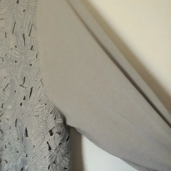 J.Jill Gray Crochet Lace Overlay 3/4 Sleeve Blouse Sz 4XL Women - Picture 6 of 10